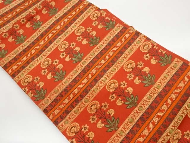 JAPANESE NAGOYA OBI / WOVEN STRIPE & FLOWER